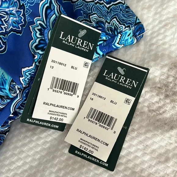 Ralph Lauren BLUE Bandana Paisley Underwire Skirted One-Piece Swimsuit - Picture 10 of 10